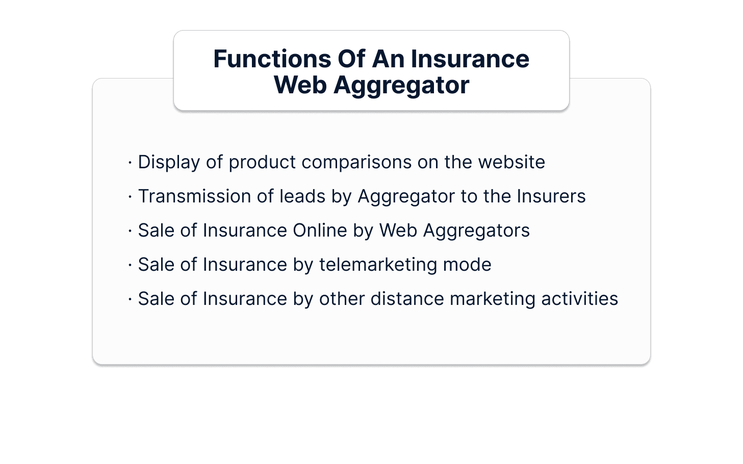 Functions of an Insurance Web Aggregator